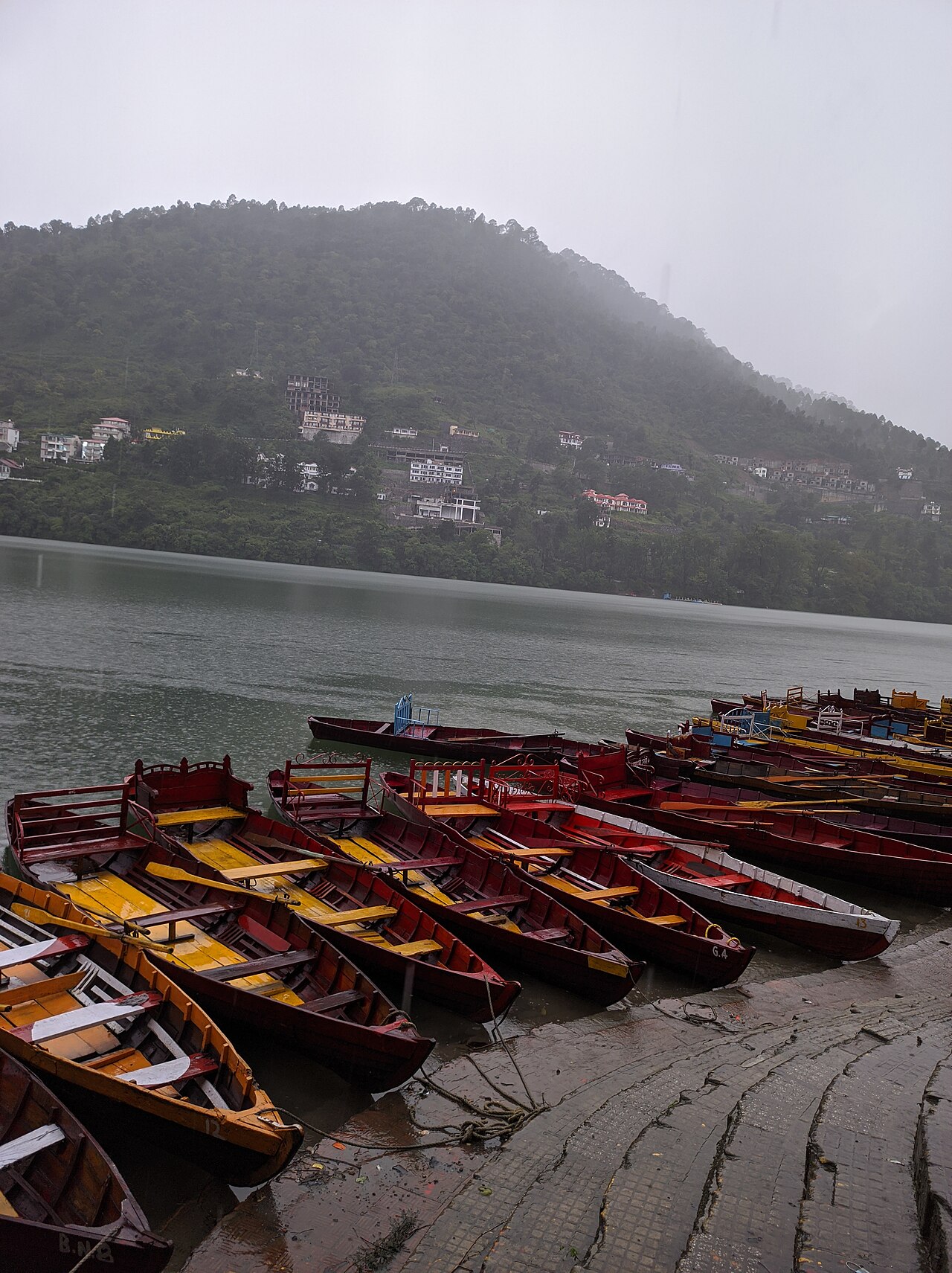Scene of Bhimtal Lake in Nainital district, Uttarakhand