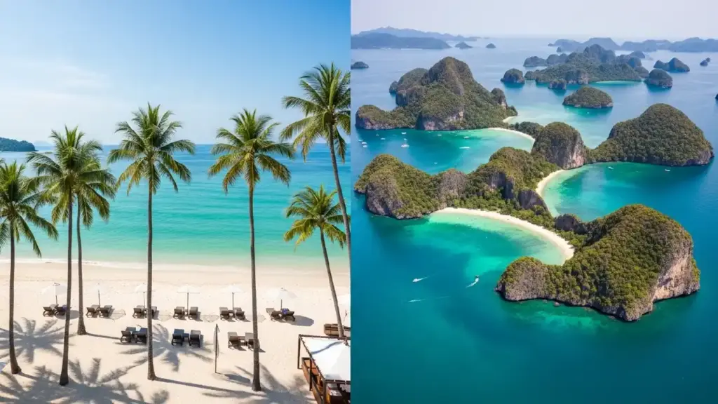 Best Places to Visit in Thailand 2026 Chaweng Beach palm trees and Ang Thong Marine Park aerial view Koh Samui