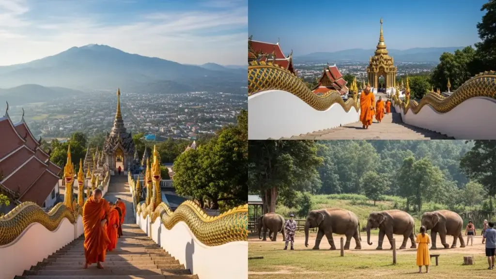 Best Places to Visit in Thailand 2026 Doi Suthep temple stairs and ethical elephant sanctuary Chiang Mai