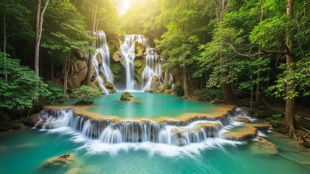 Best Places to Visit in Thailand 2026 Erawan Falls turquoise pools Kanchanaburi Thailand 2026 travel photo