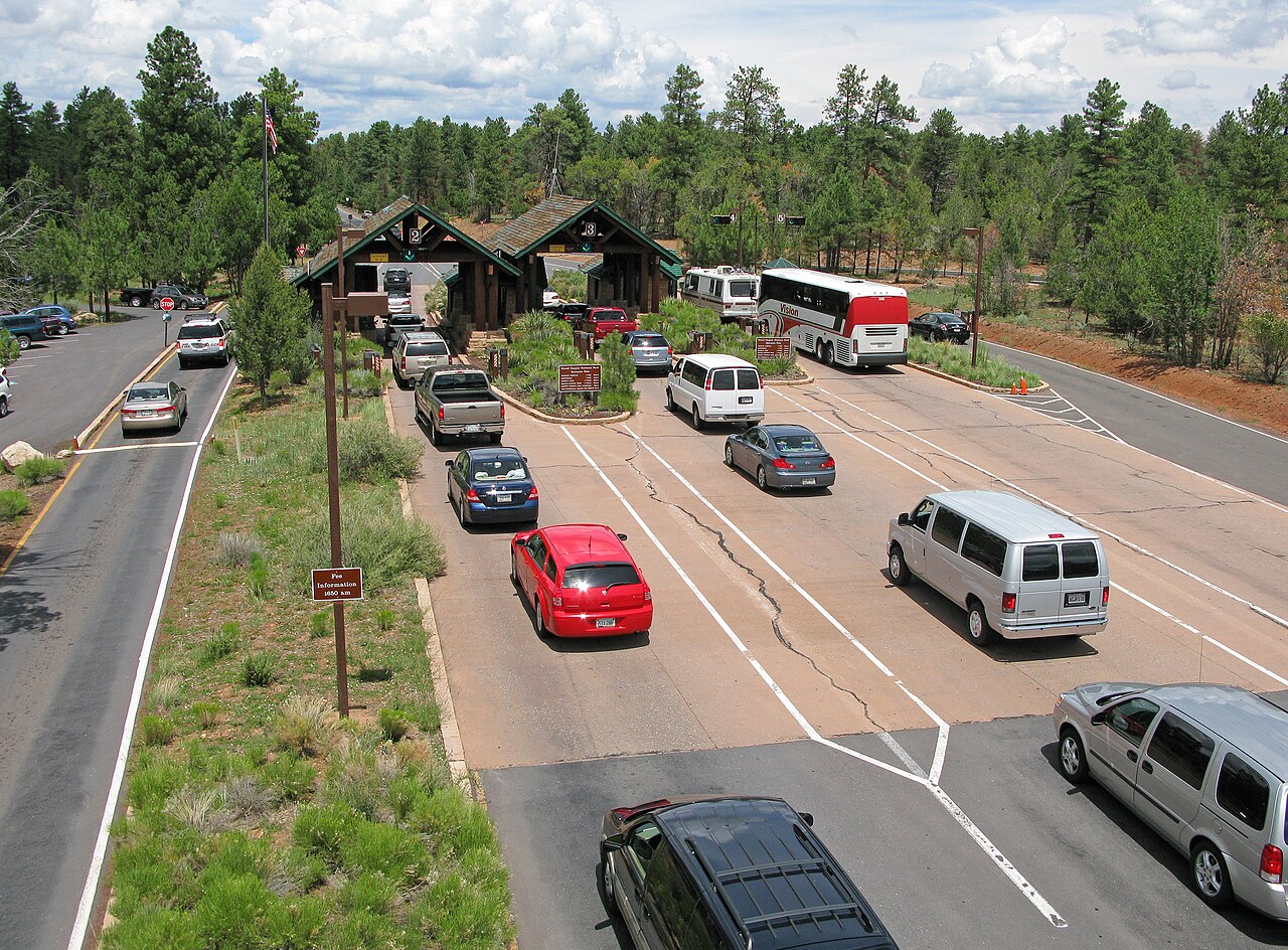 Grand Canyon National Park South Entrance sign near the entrance station, Arizona