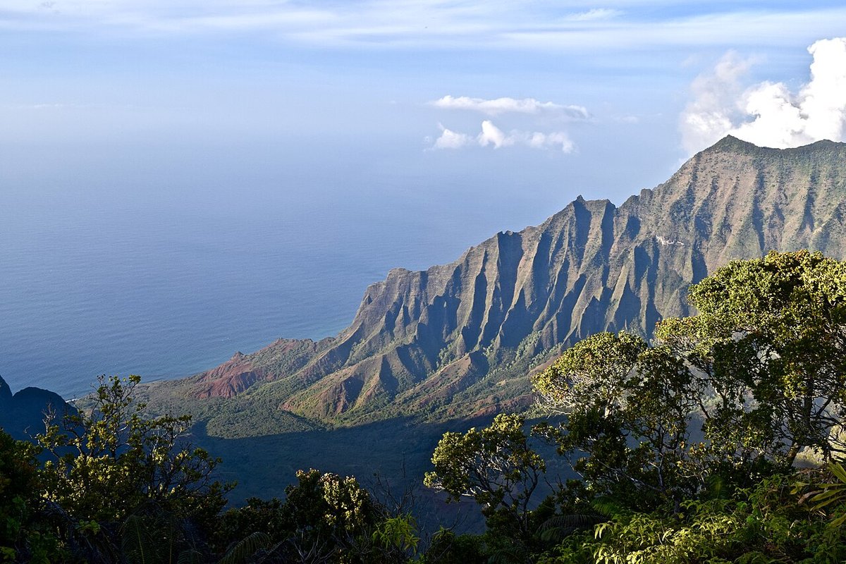 Waimea Canyon State Park Entrance Fee and Parking: What Non-Residents Pay and What's Open Now Kalalau Valley ridges and the Pacific Ocean seen from the Puu o Kila Lookout above Waimea Canyon, Kauai