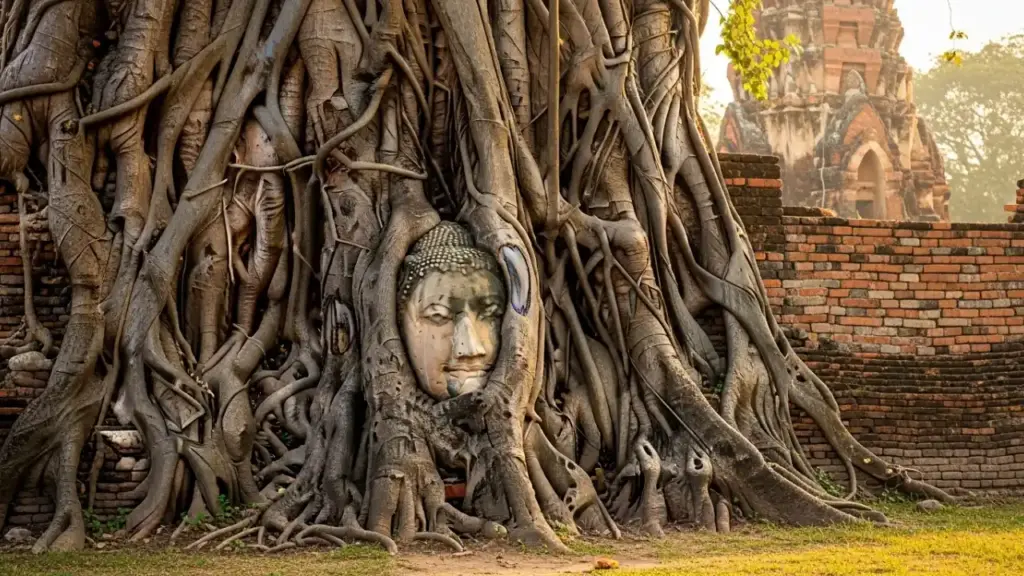 Best Places to Visit in Thailand 2026 Wat Mahathat Buddha head in tree roots Ayutthaya